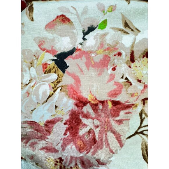 Express Floral Linen Blend Tank Top L Cream Pink Smocked Back - Picture 9 of 15